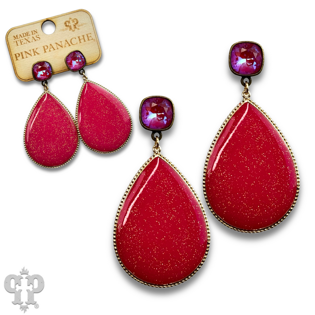 Enamel glitter teardrop earring with crystals from Swarovski®- LC