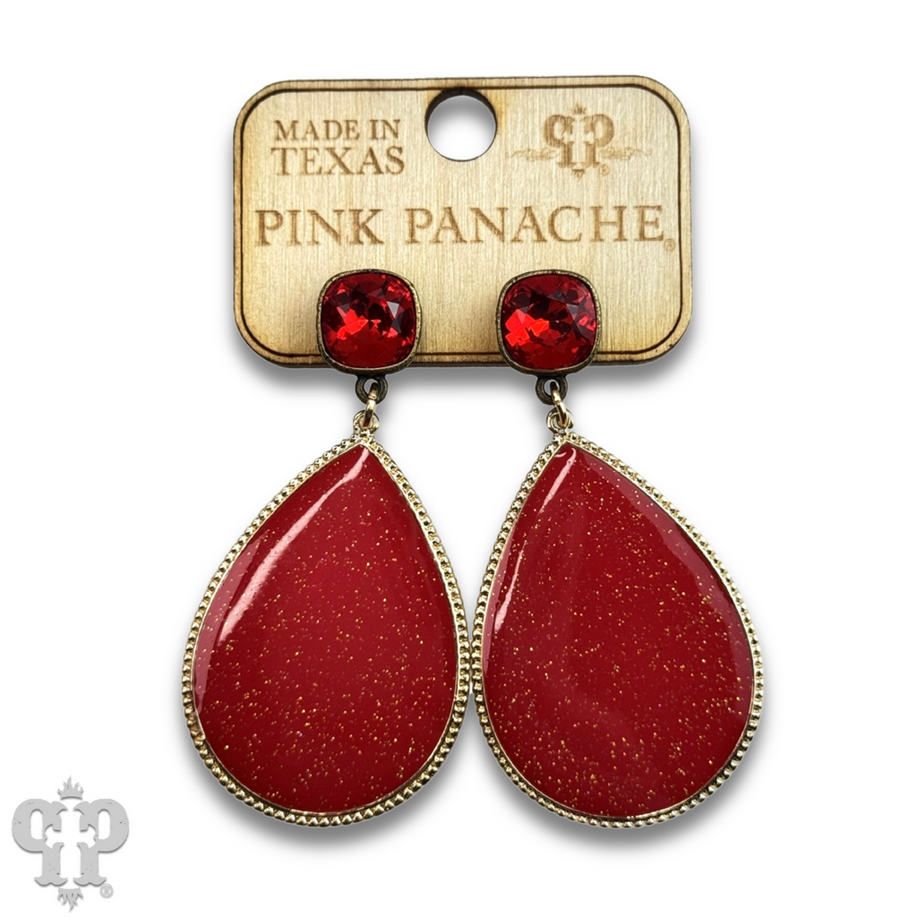 Enamel glitter teardrop earring with crystals from Swarovski®- LC