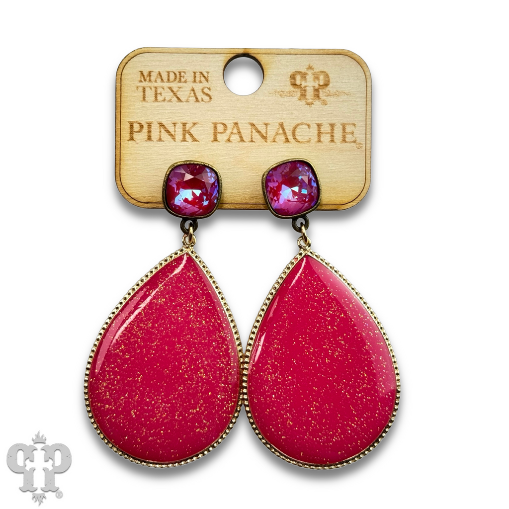 Enamel glitter teardrop earring with crystals from Swarovski®- LC