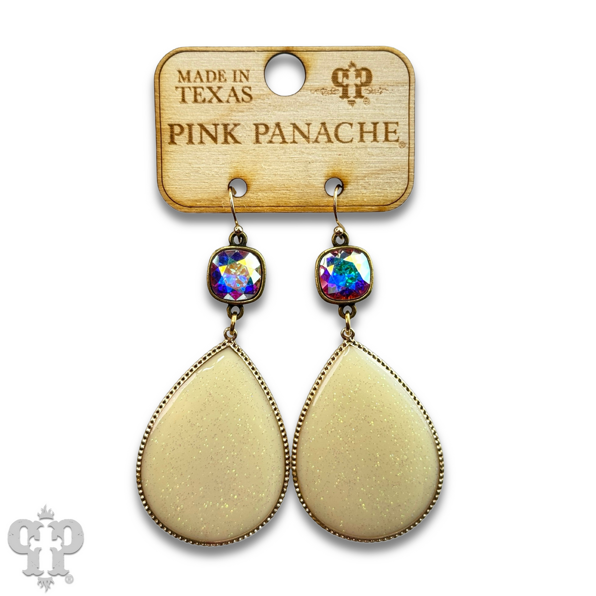 Enamel glitter teardrop earring with crystals from Swarovski®- LC