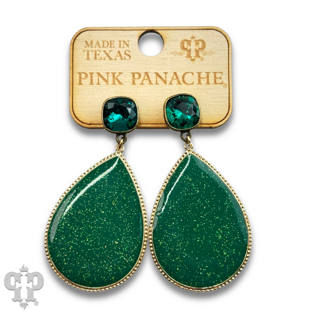 Enamel glitter teardrop earring with crystals from Swarovski®- LC