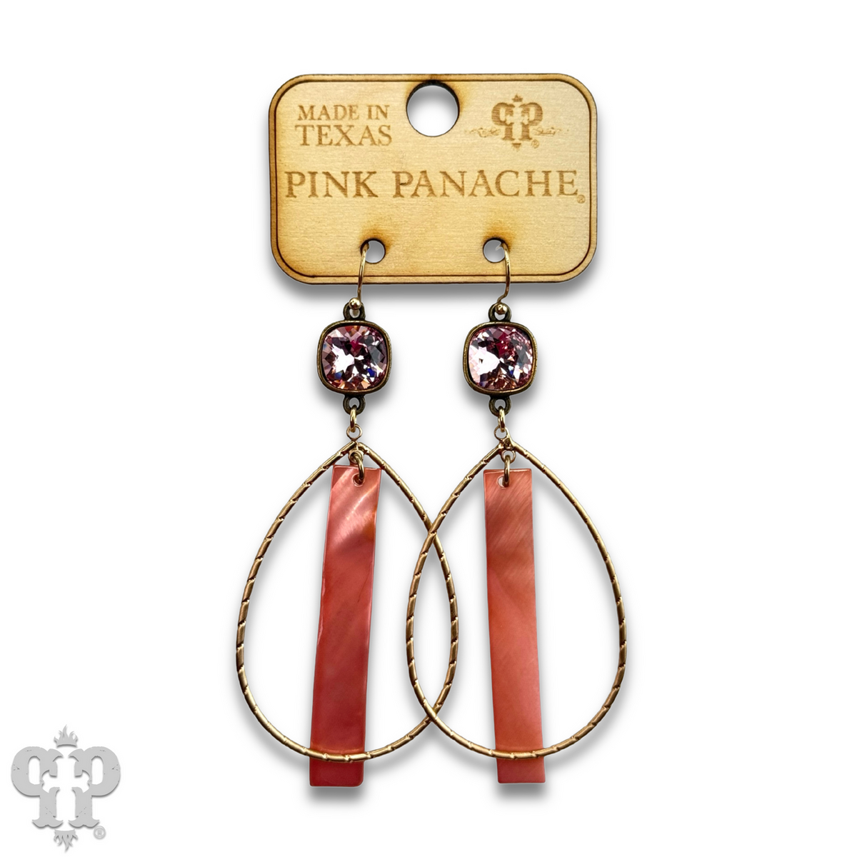 Mother-of-pearl bar teardrop earring with crystals from Swarovski®