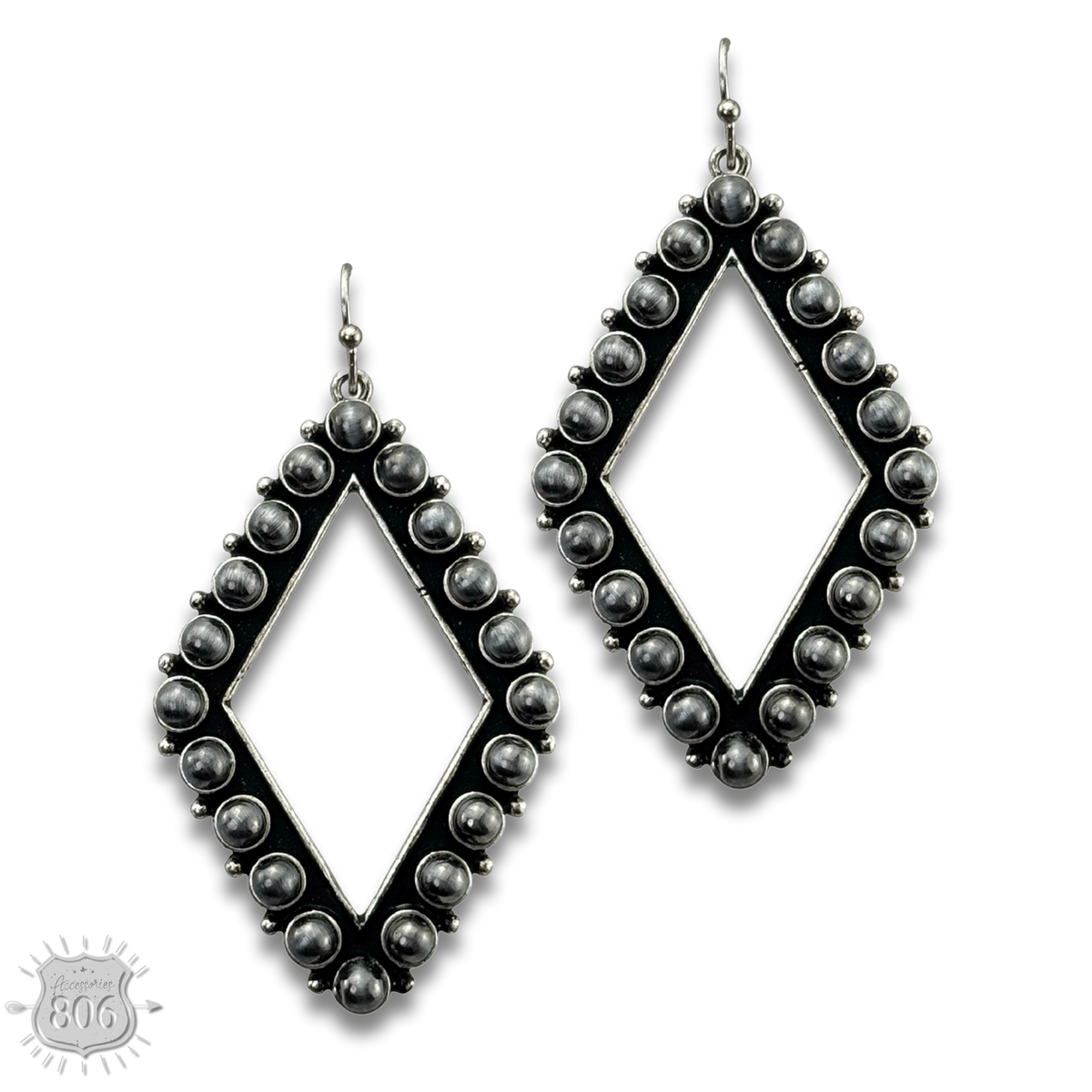 Stone bead diamond shape earring