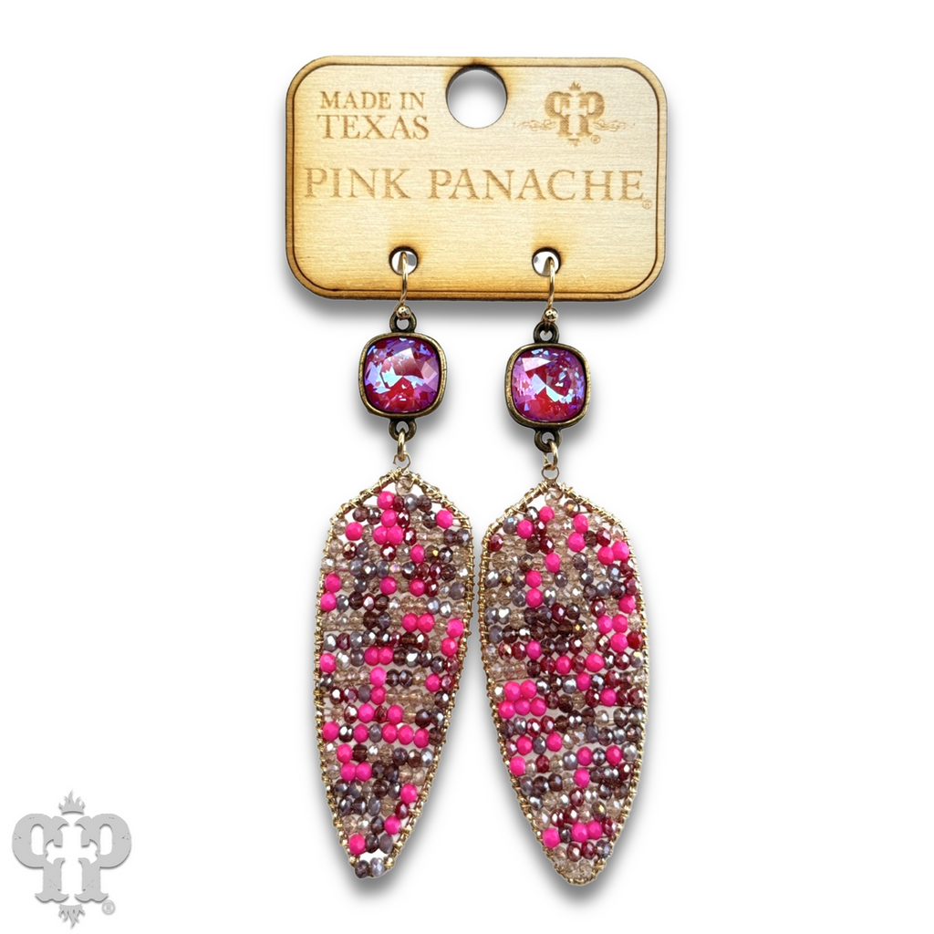 Arrow shape seed bead earring with crystals from Swarovski®