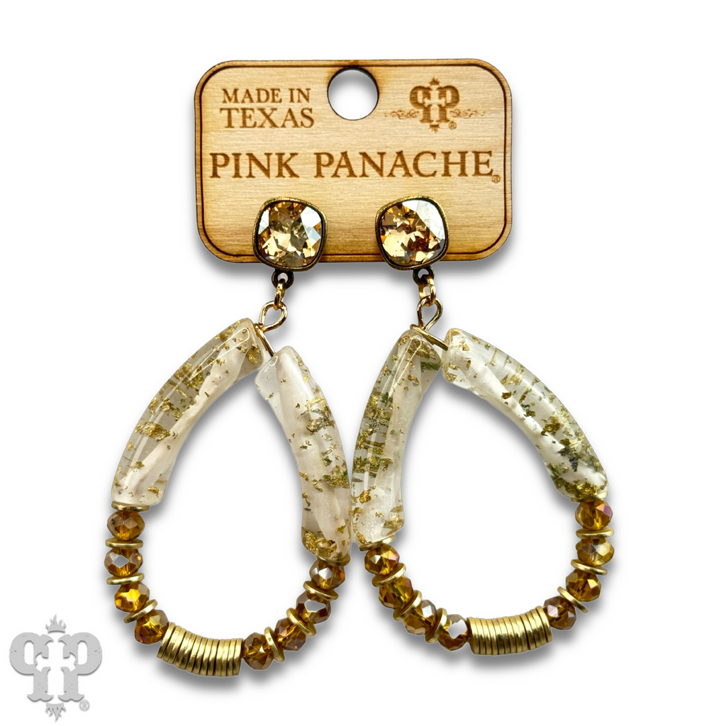 Bamboo tube and disc bead teardrop earring with crystals from Swarovski®