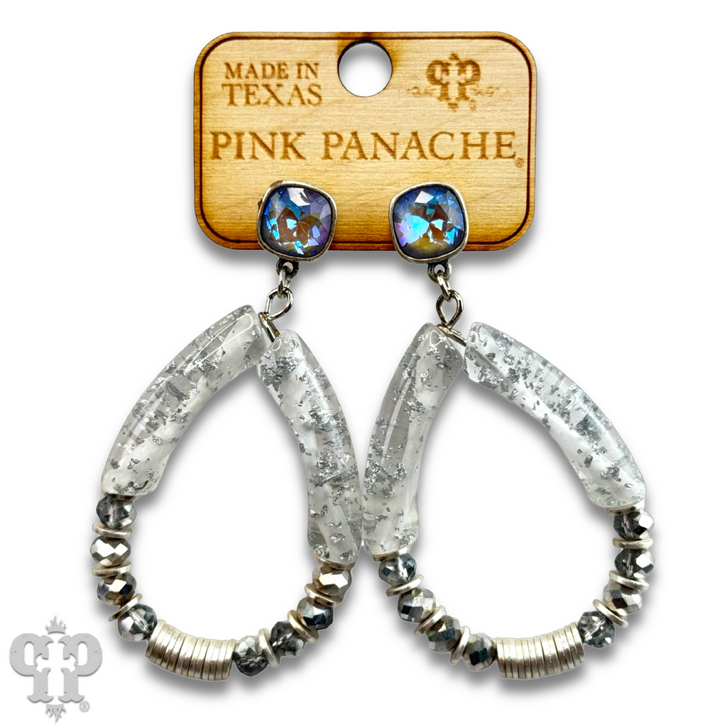 Bamboo tube and disc bead teardrop earring with crystals from Swarovski®