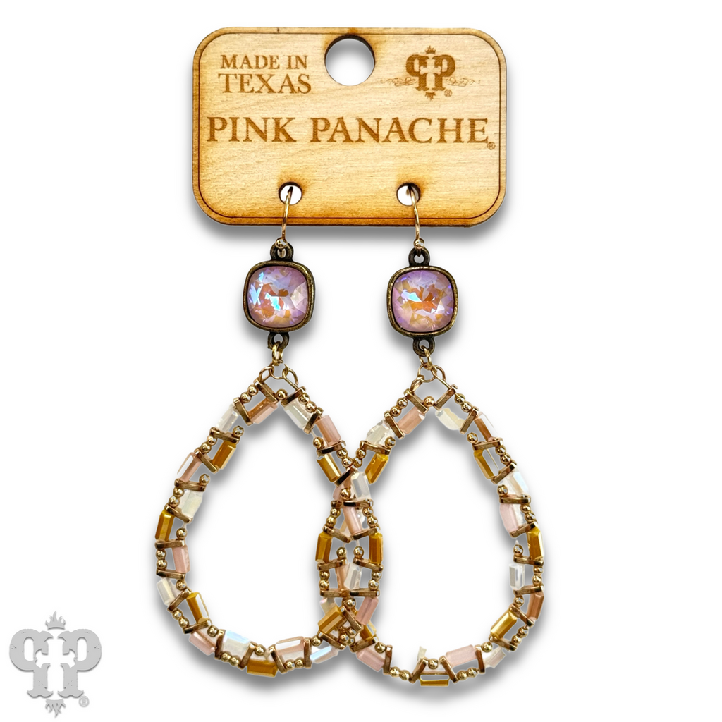 Iridescent finish bead teardrop earring with crystals from Swarovski®