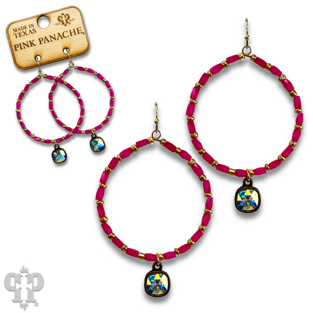 Rice bead circle earring with crystals from Swarovski®