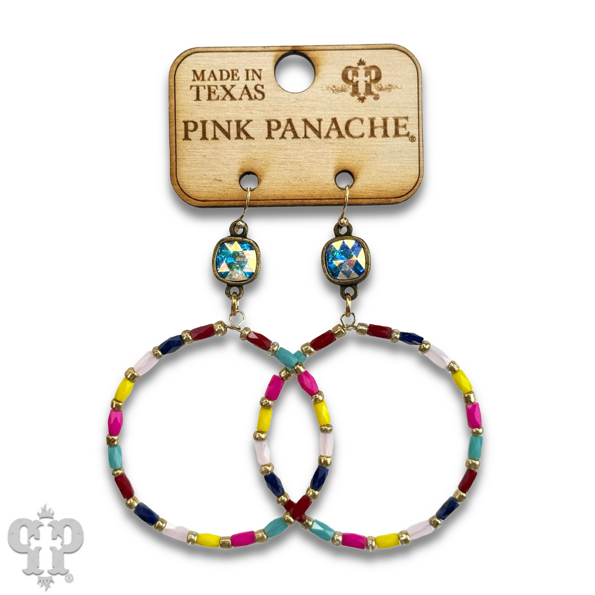 Rice bead circle earring with crystals from Swarovski®
