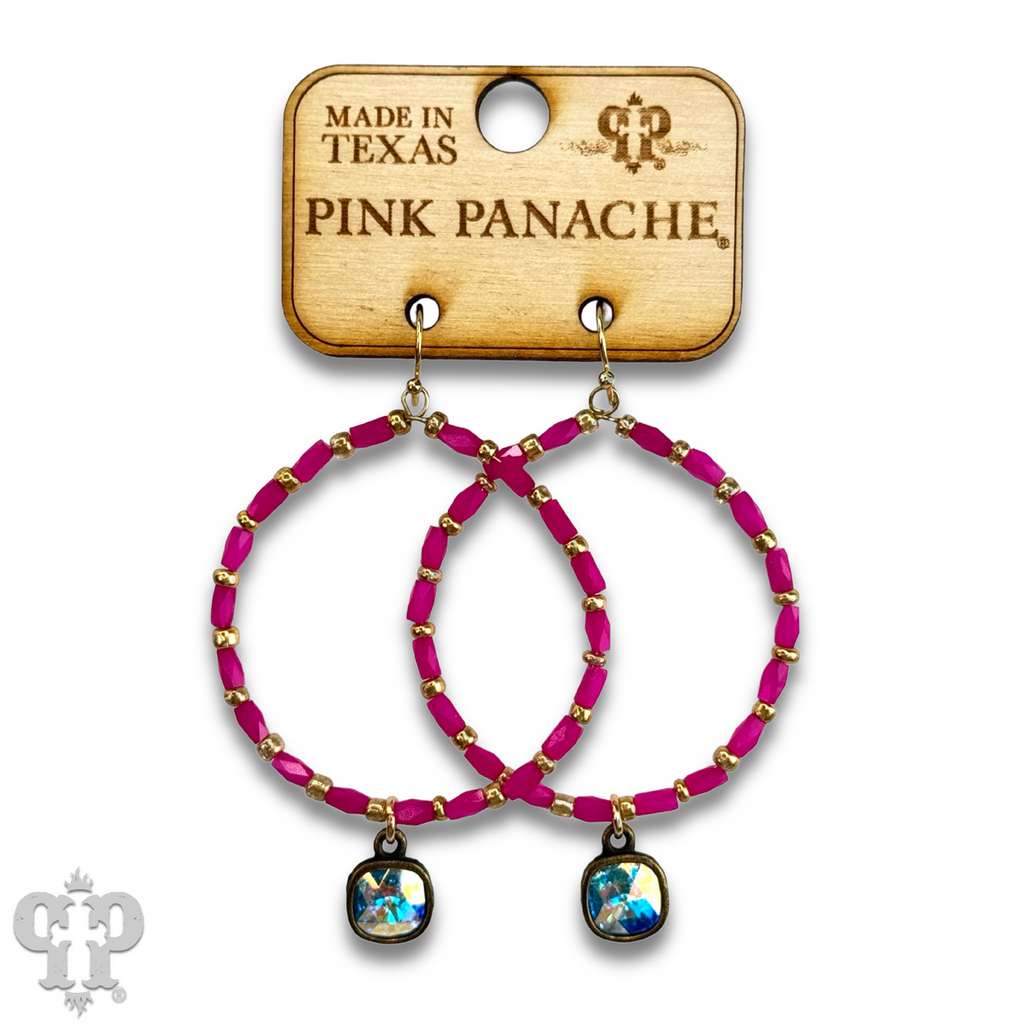 Rice bead circle earring with crystals from Swarovski®
