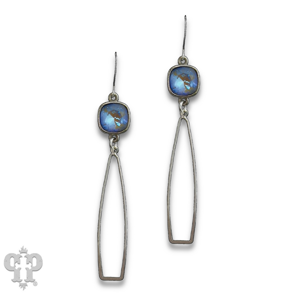 Silver oar shape earring with crystals from Swarovski®