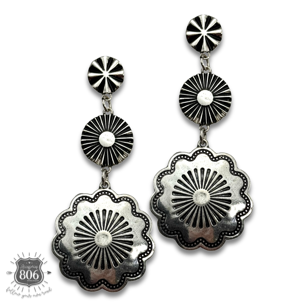 Western silver drop earring - LC