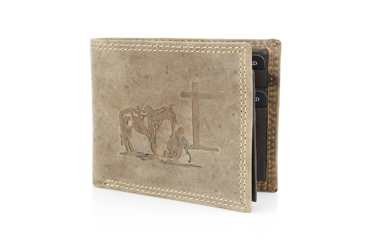 Praying Cowboy Leather Wallet | Branding Iron Western Wear