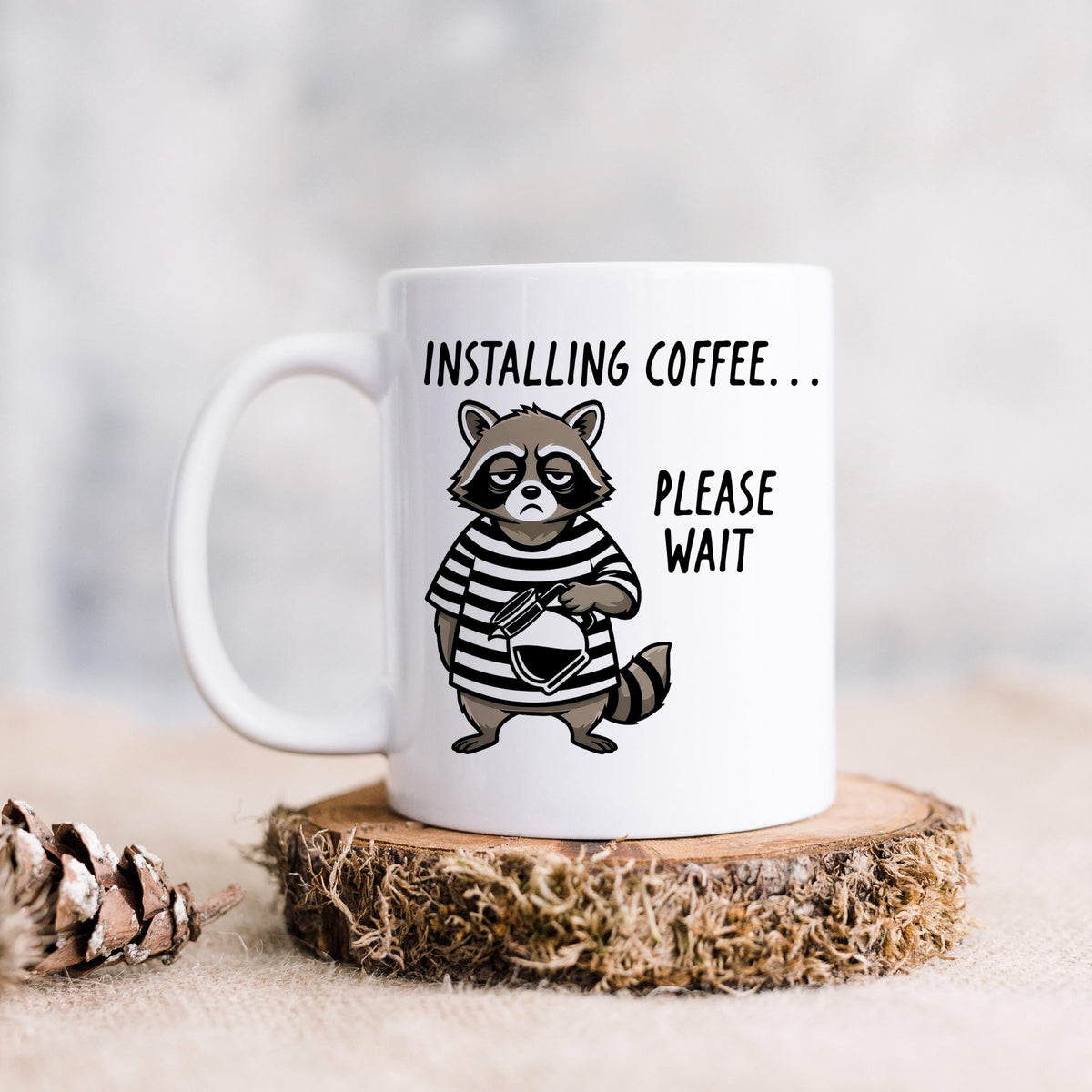Funny Raccoon Mug - Ceramic Coffee Cup | Coworker Gift, Dishwasher Safe