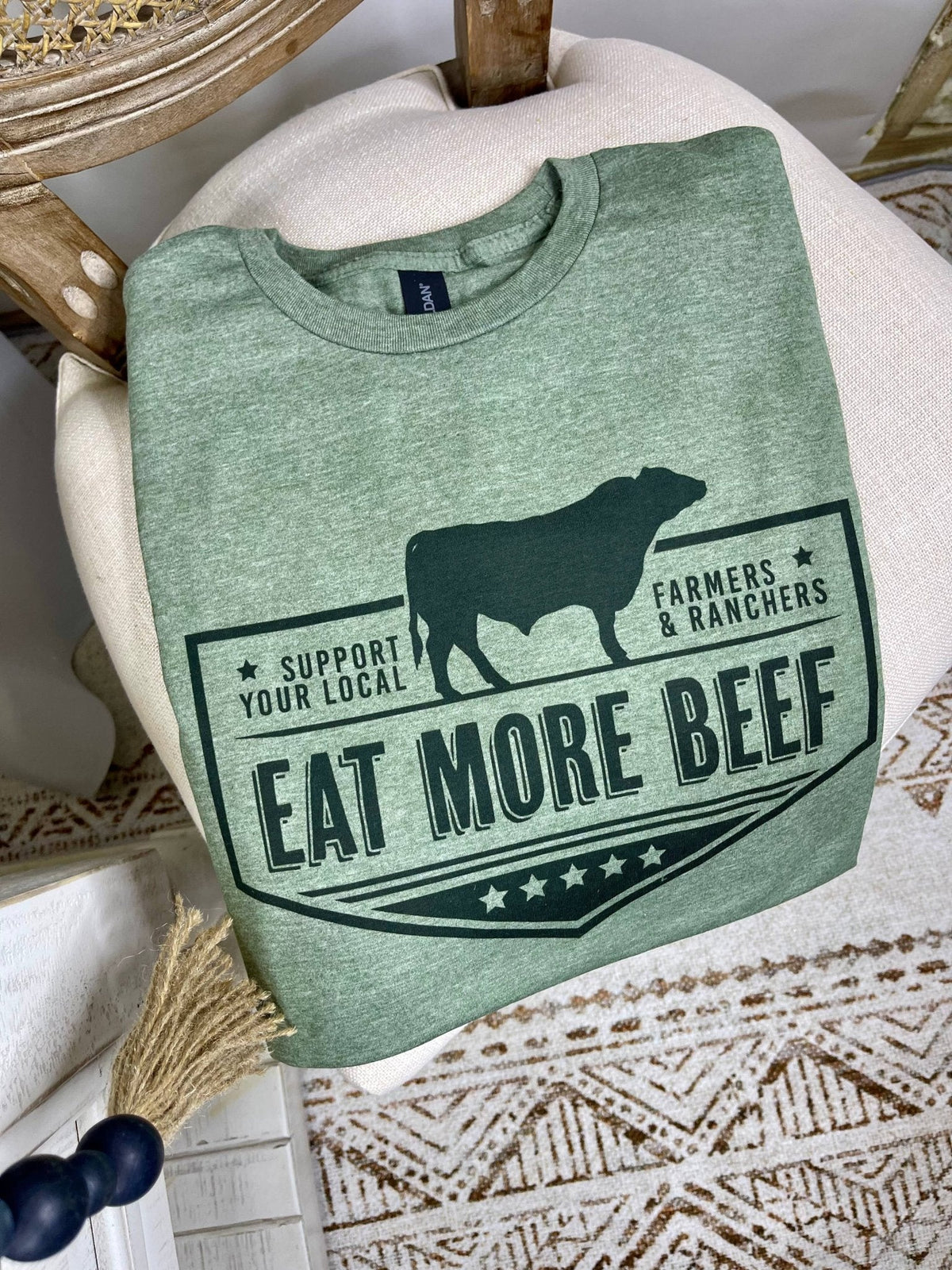 "Eat More Beef" Support Local Farmers & Ranchers Vintage Western Graphic Tee - Quarter Circle AK Boutique