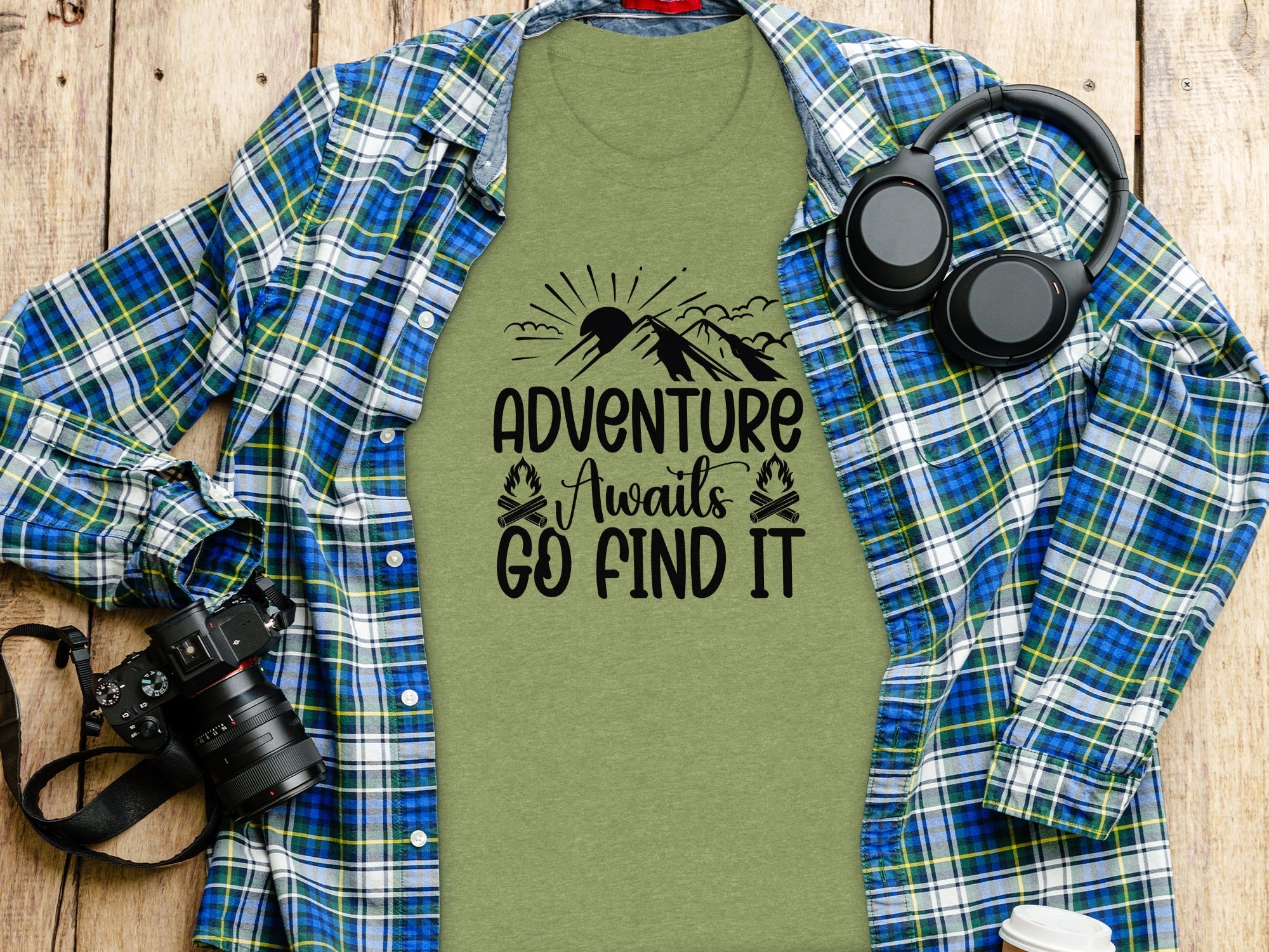 Adventure Awaits Go Find It Outdoorsy Graphic T-Shirt