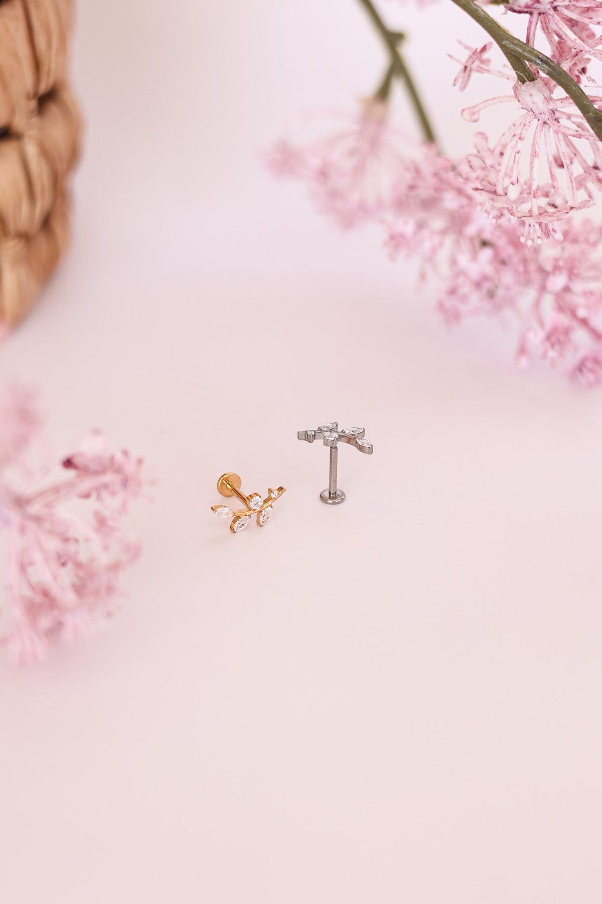 Eden Flat Back Stud - Quarter Circle AK Boutique