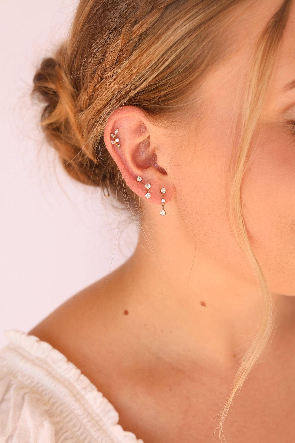 Eden Flat Back Stud - Quarter Circle AK Boutique