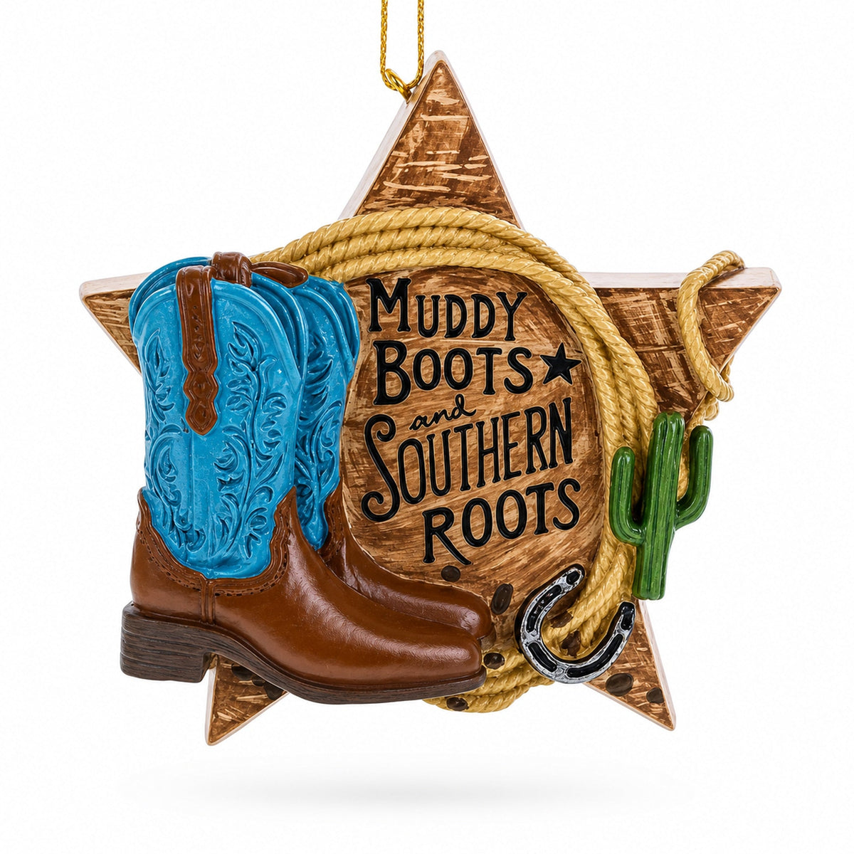 Western Muddy Boots Southern Roots Star Resin Christmas Ornament