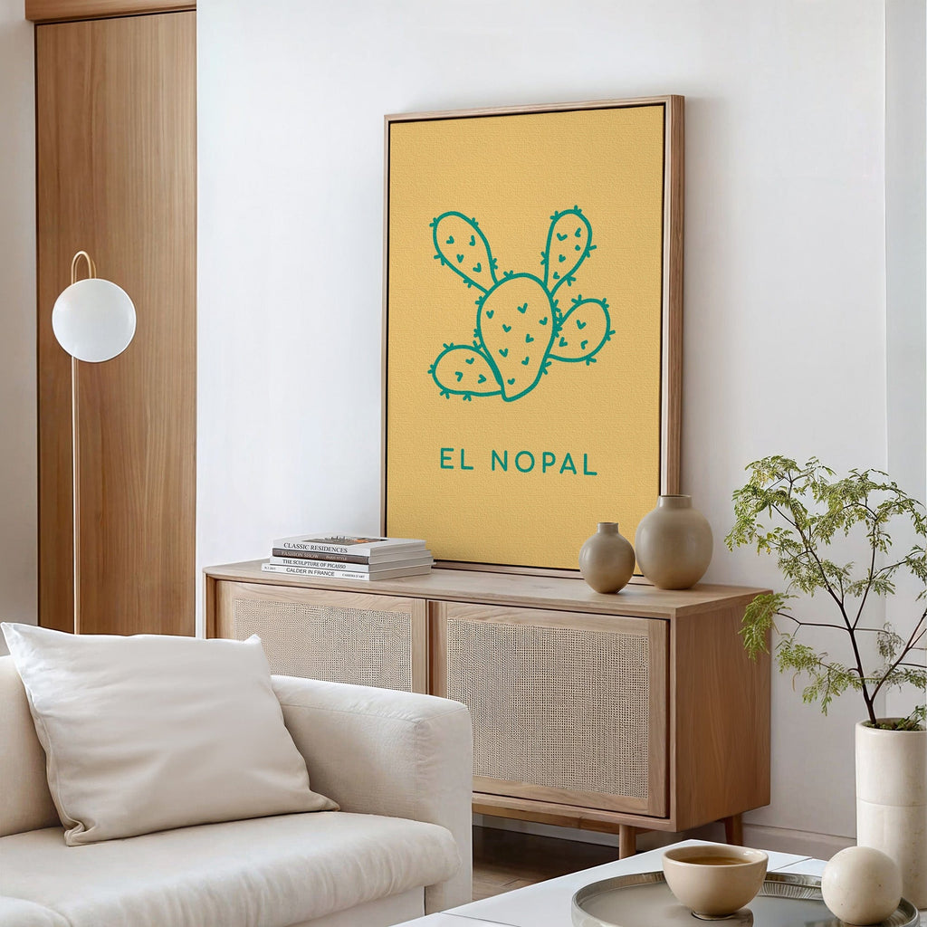 El Nopal Cactus Print – Minimalist Western Wall Art - Quarter Circle AK Boutique