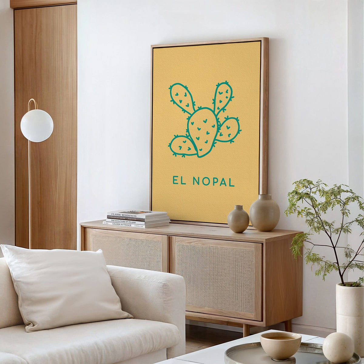 El Nopal Cactus Print – Minimalist Western Wall Art - Quarter Circle AK Boutique