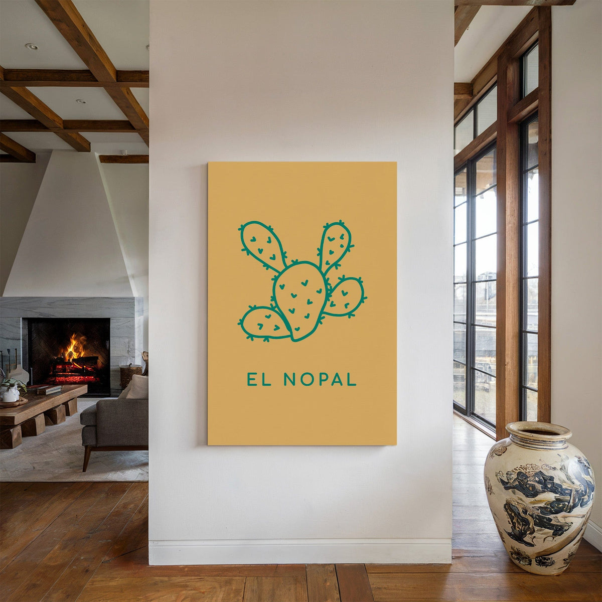 El Nopal Cactus Print – Minimalist Western Wall Art - Quarter Circle AK Boutique