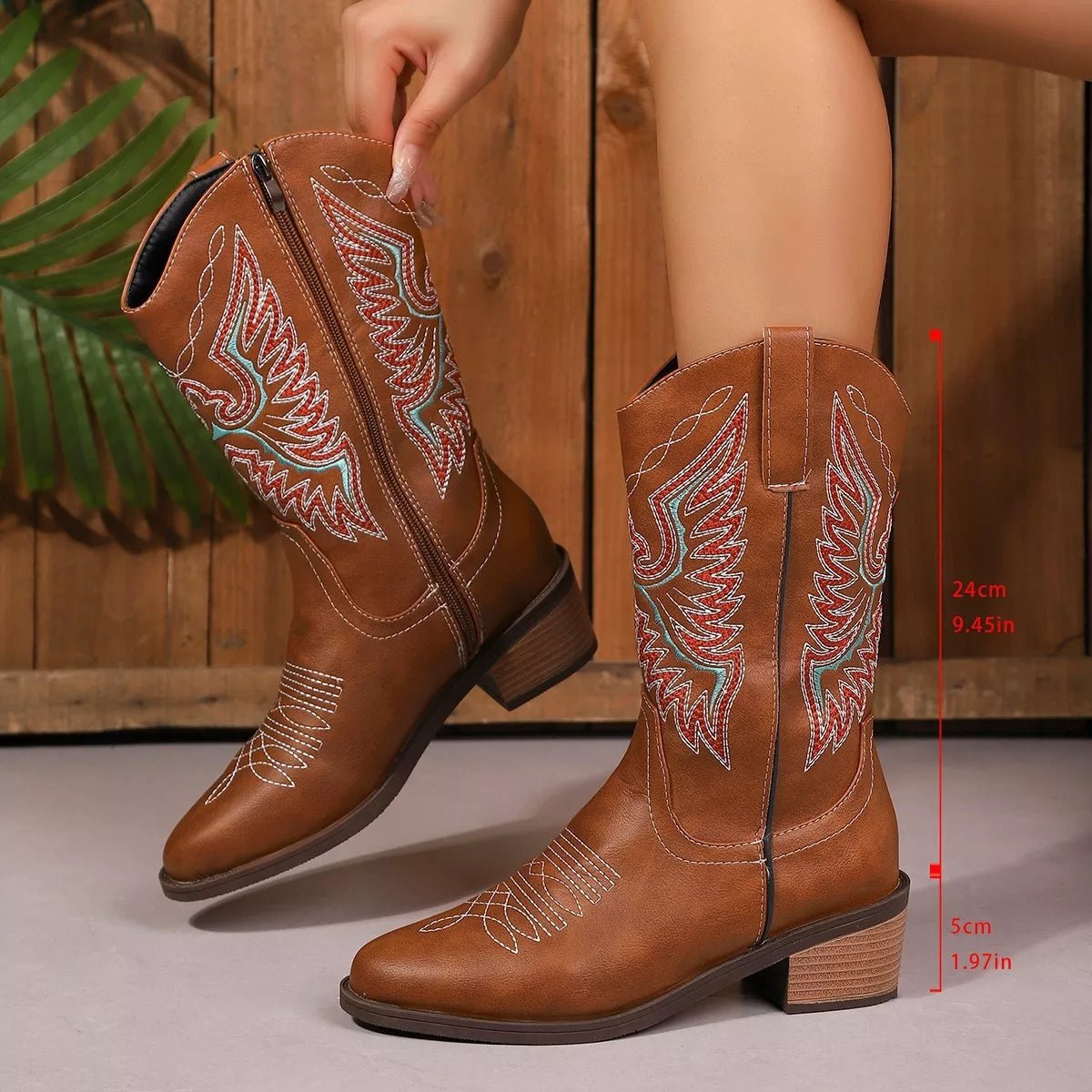 Embroidered Western Cowboy Boots - Quarter Circle AK Boutique