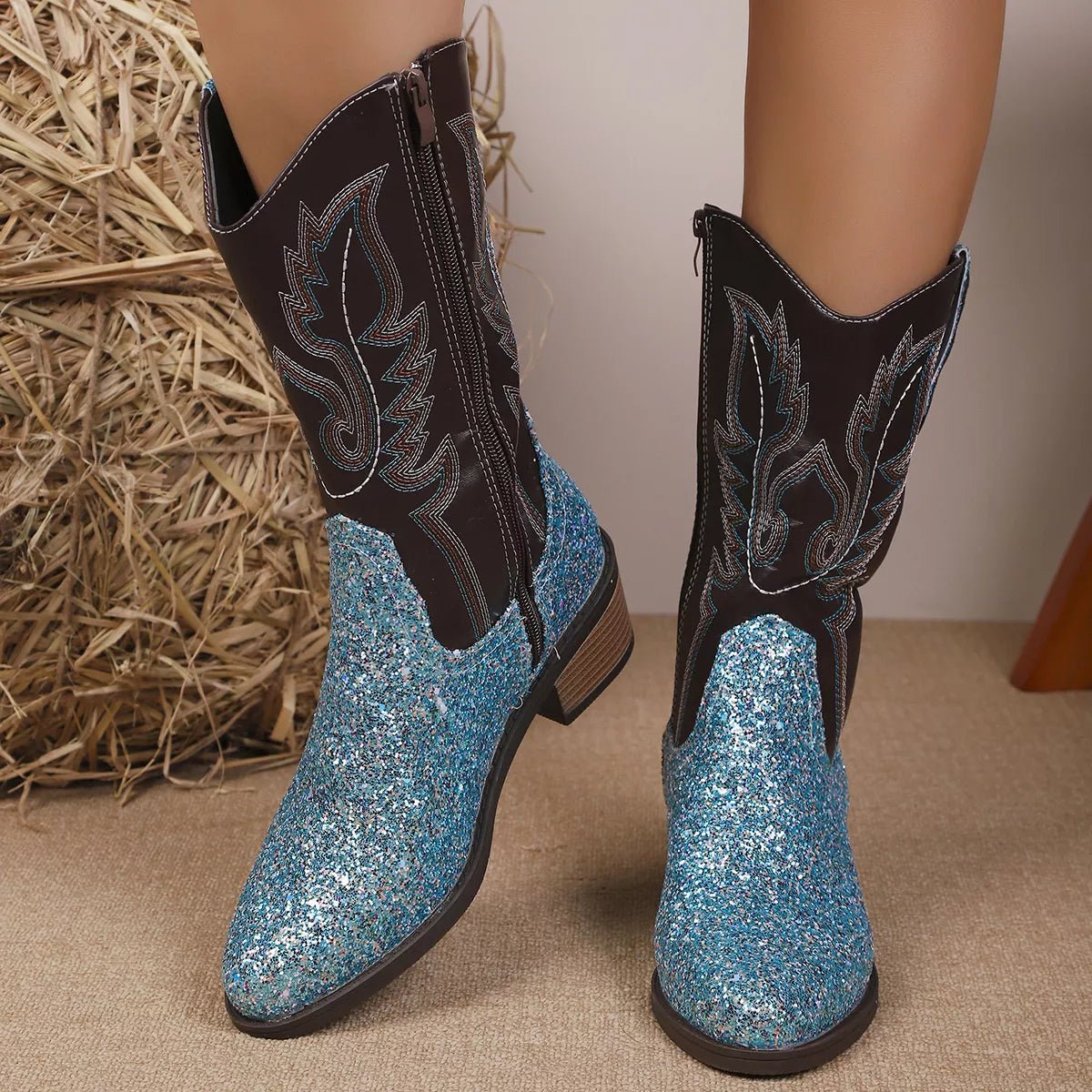 Embroidered Western Cowboy Boots - Quarter Circle AK Boutique