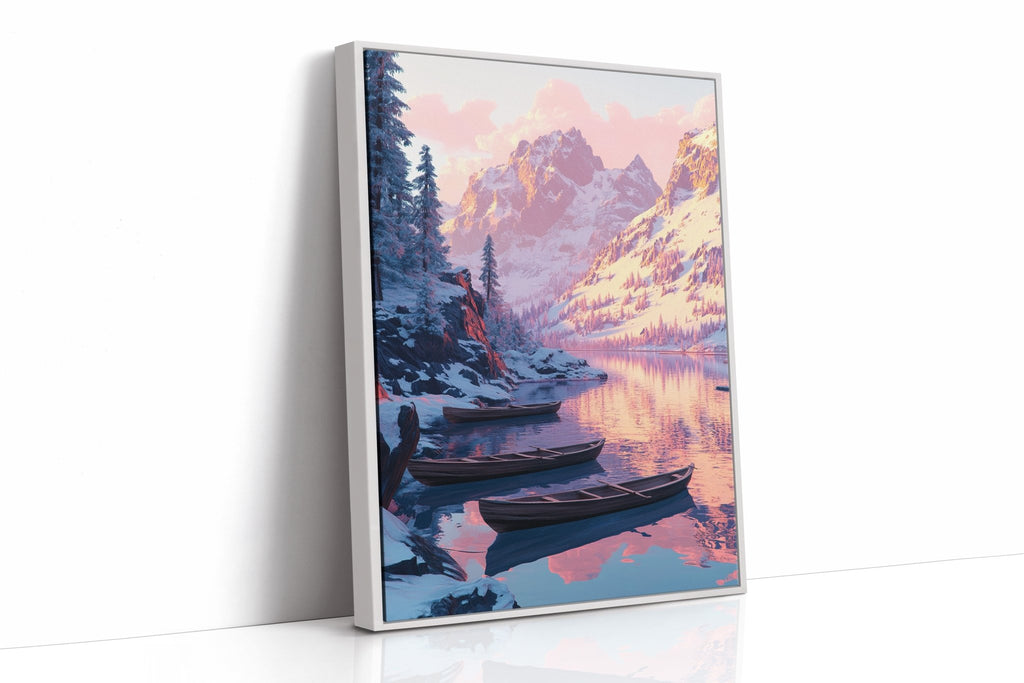 Enchanting Winter Mountain Lake Art Print - Quarter Circle AK Boutique