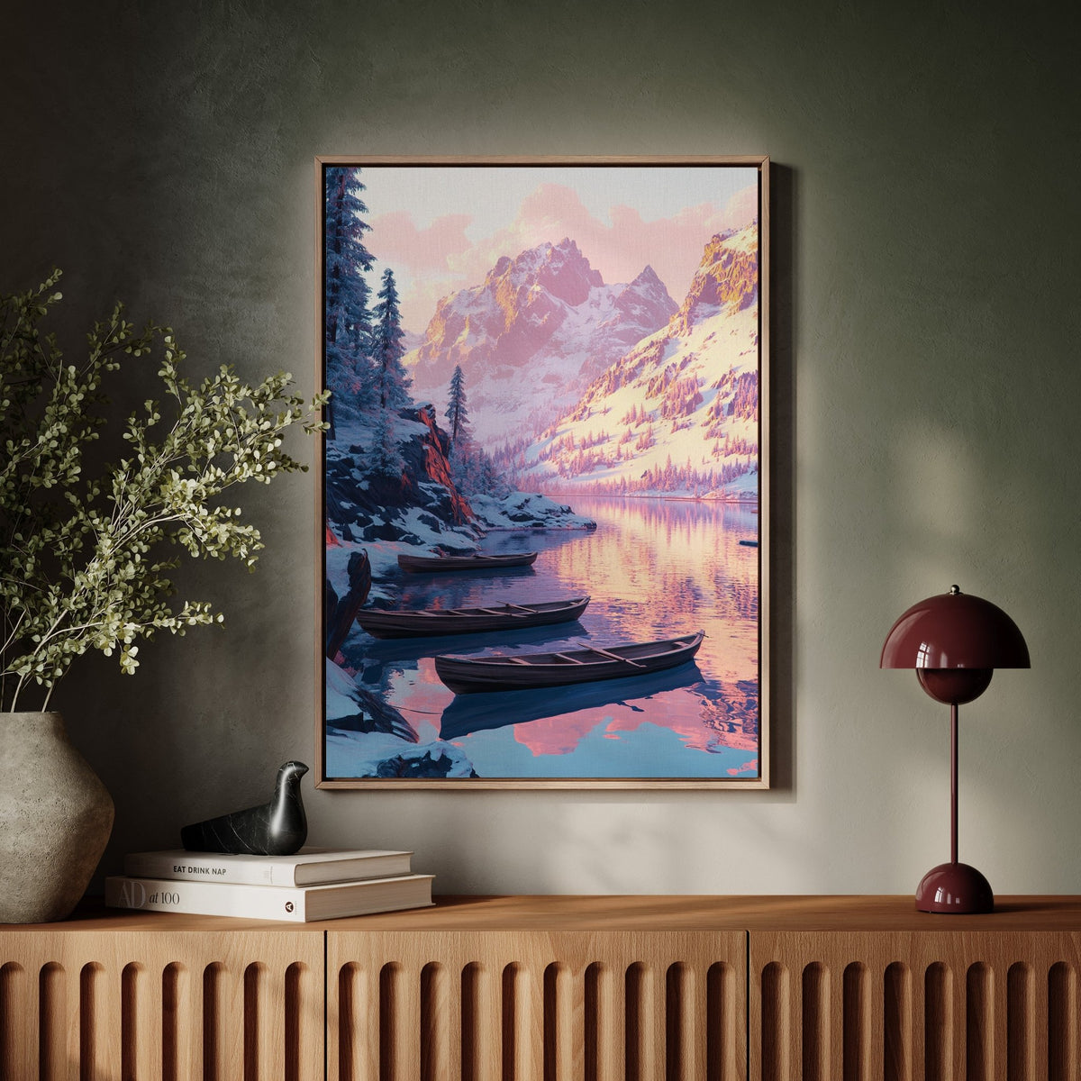Enchanting Winter Mountain Lake Art Print - Quarter Circle AK Boutique