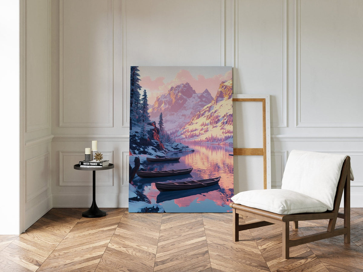 Enchanting Winter Mountain Lake Art Print - Quarter Circle AK Boutique