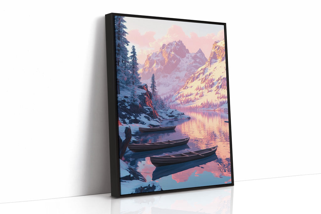 Enchanting Winter Mountain Lake Art Print - Quarter Circle AK Boutique