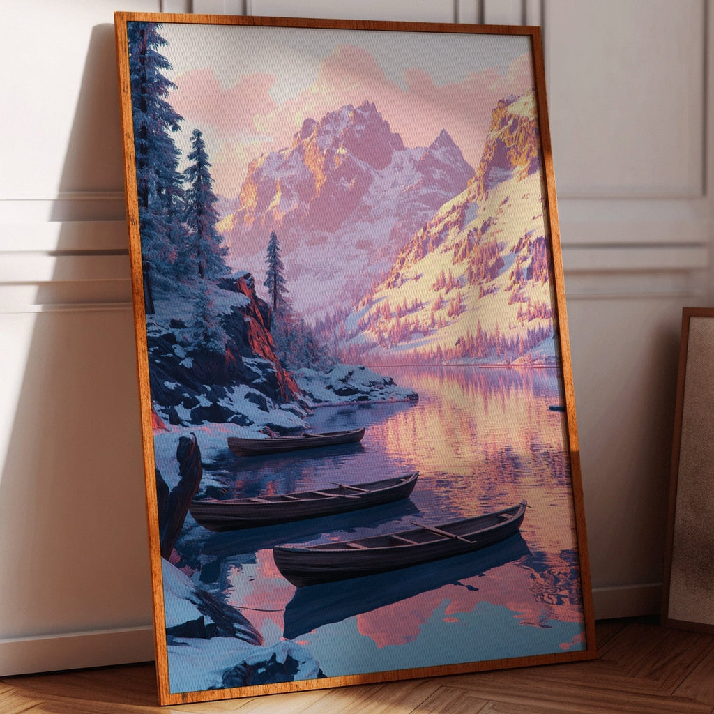 Enchanting Winter Mountain Lake Art Print - Quarter Circle AK Boutique