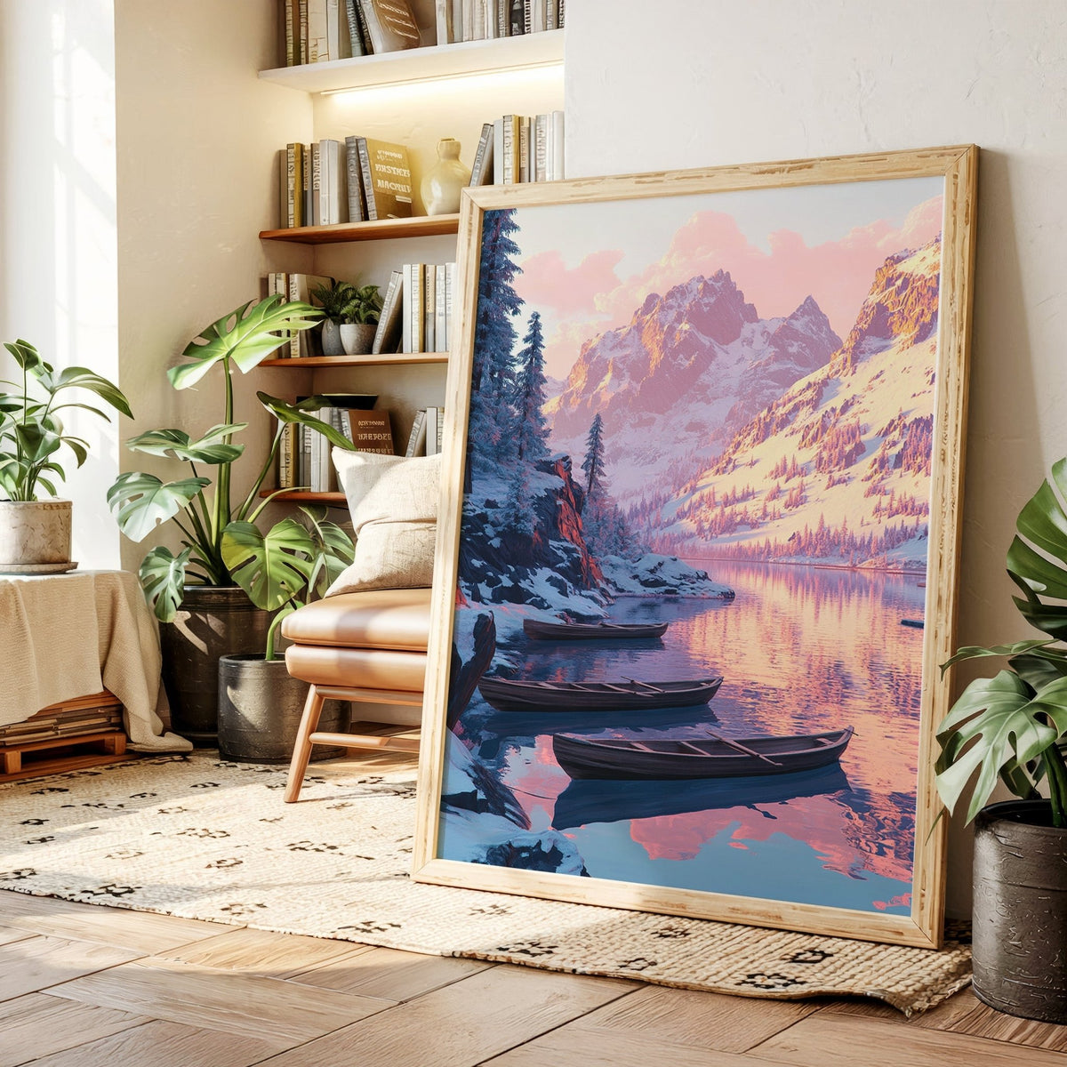 Enchanting Winter Mountain Lake Art Print - Quarter Circle AK Boutique