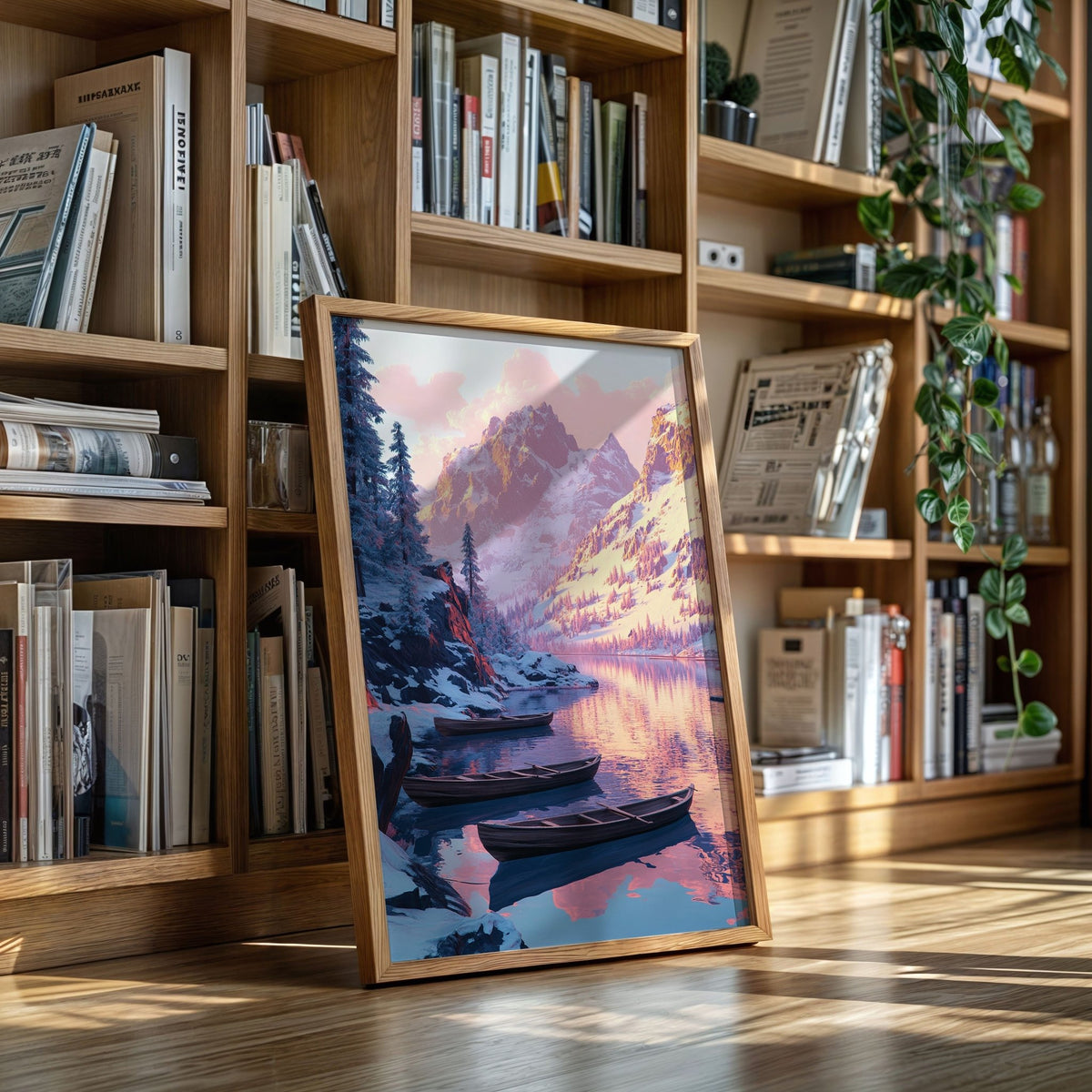 Enchanting Winter Mountain Lake Art Print - Quarter Circle AK Boutique