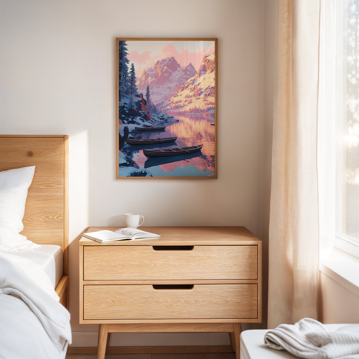 Enchanting Winter Mountain Lake Art Print - Quarter Circle AK Boutique
