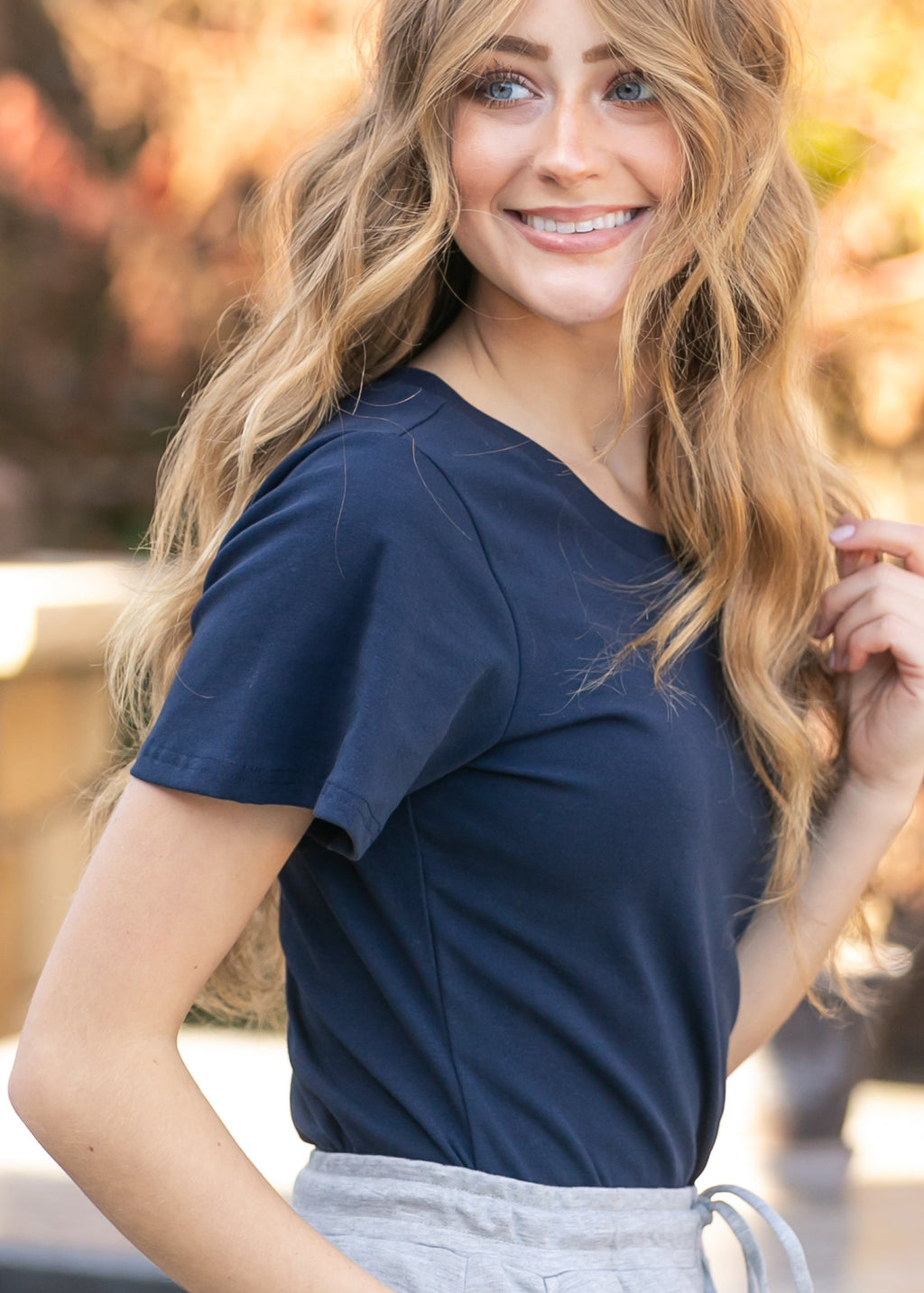 Essential Navy Flutter Sleeve Top - Quarter Circle AK Boutique