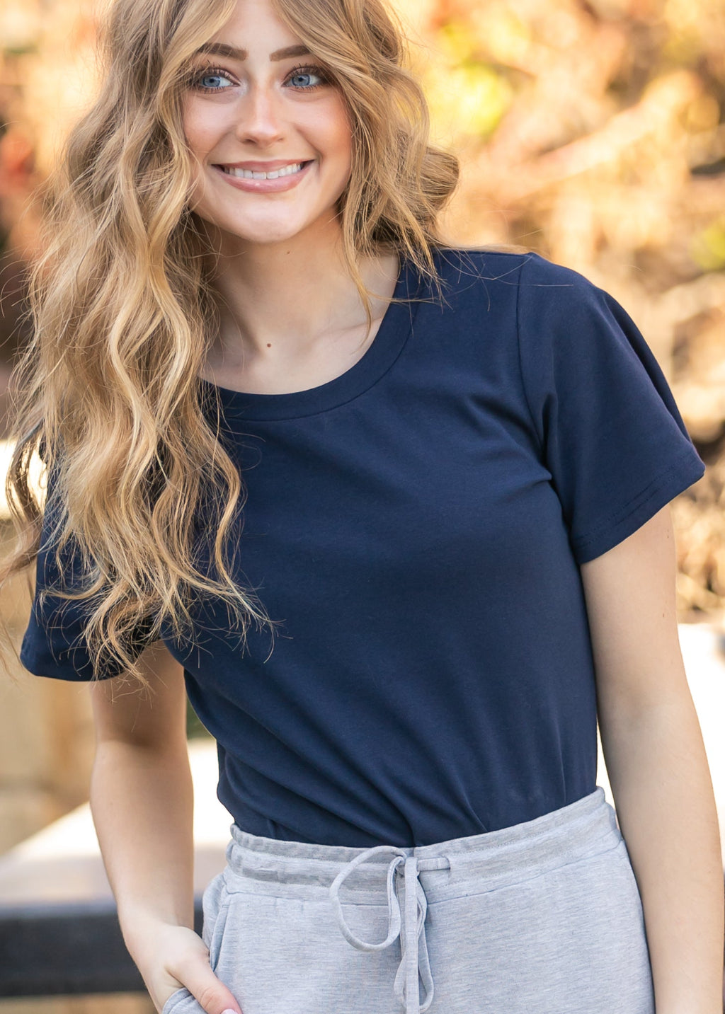 Essential Navy Flutter Sleeve Top - Quarter Circle AK Boutique