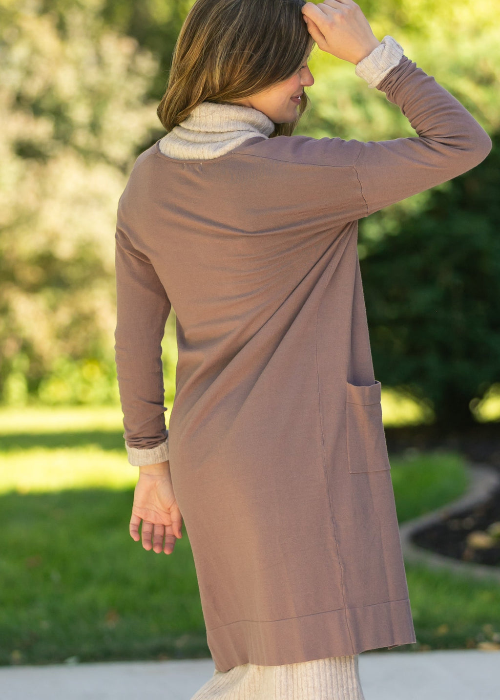 Essential Toffee Long + Soft Cardigan - Quarter Circle AK Boutique