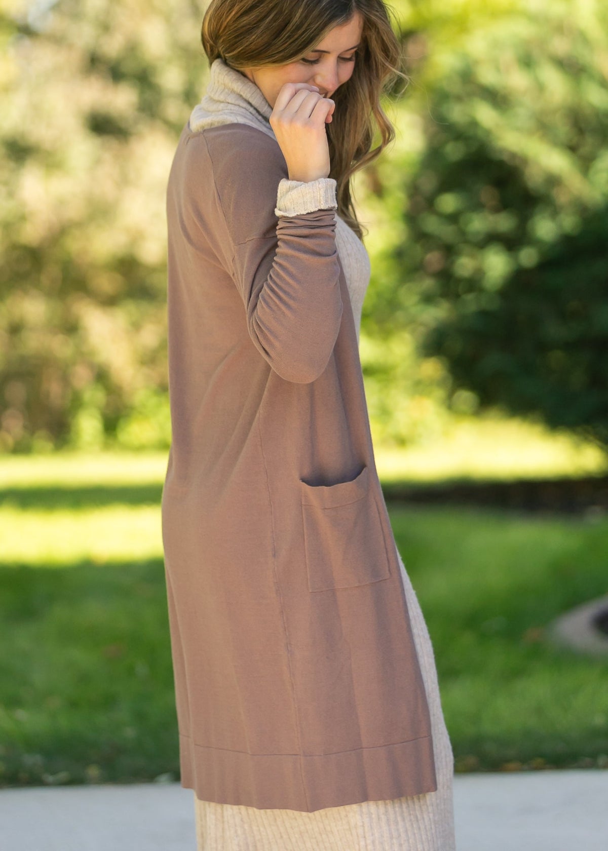 Essential Toffee Long + Soft Cardigan - Quarter Circle AK Boutique
