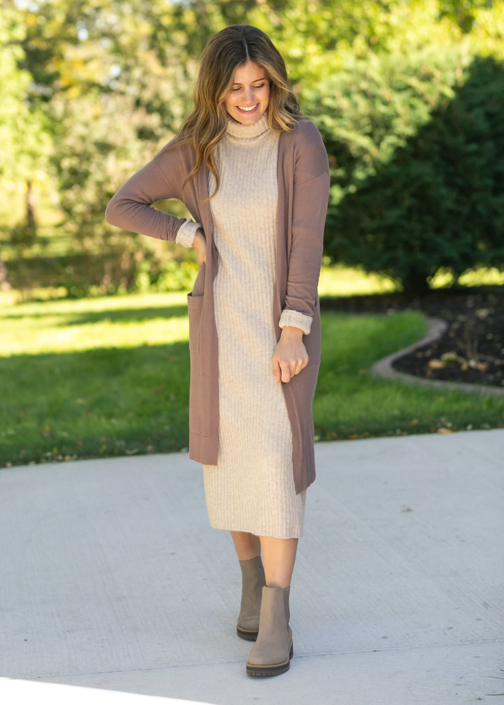 Essential Toffee Long + Soft Cardigan - Quarter Circle AK Boutique