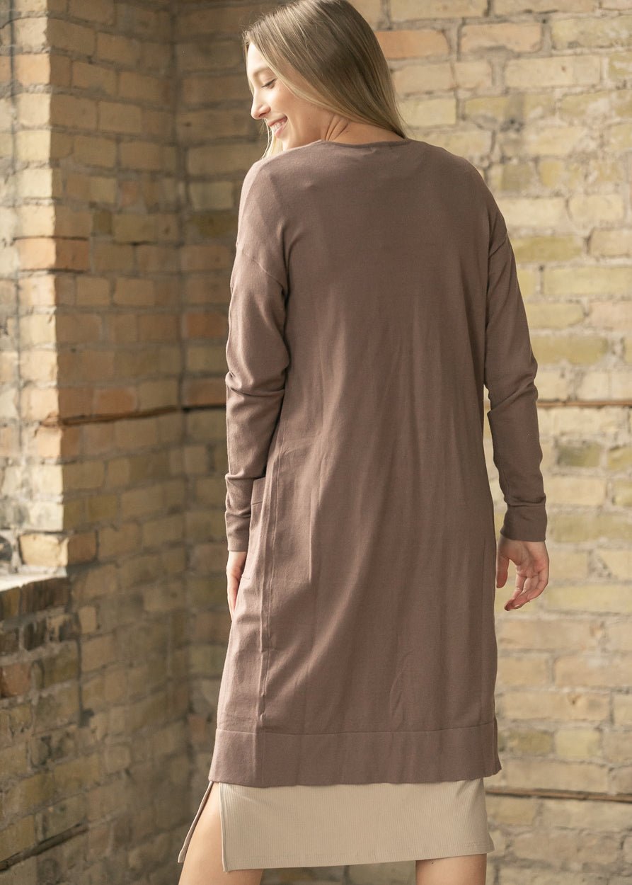 Essential Toffee Long + Soft Cardigan - Quarter Circle AK Boutique