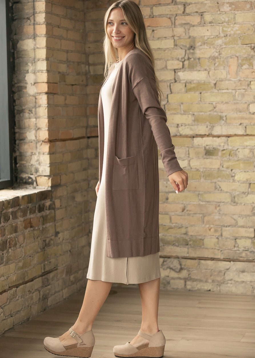 Essential Toffee Long + Soft Cardigan - Quarter Circle AK Boutique