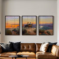 Evening Ride – Cowboy Sunset Triptych - Quarter Circle AK Boutique