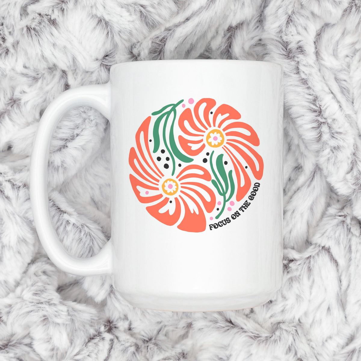 Floral Ceramic Mug – Inspirational Coffee Cup with Motivational Flower Pattern