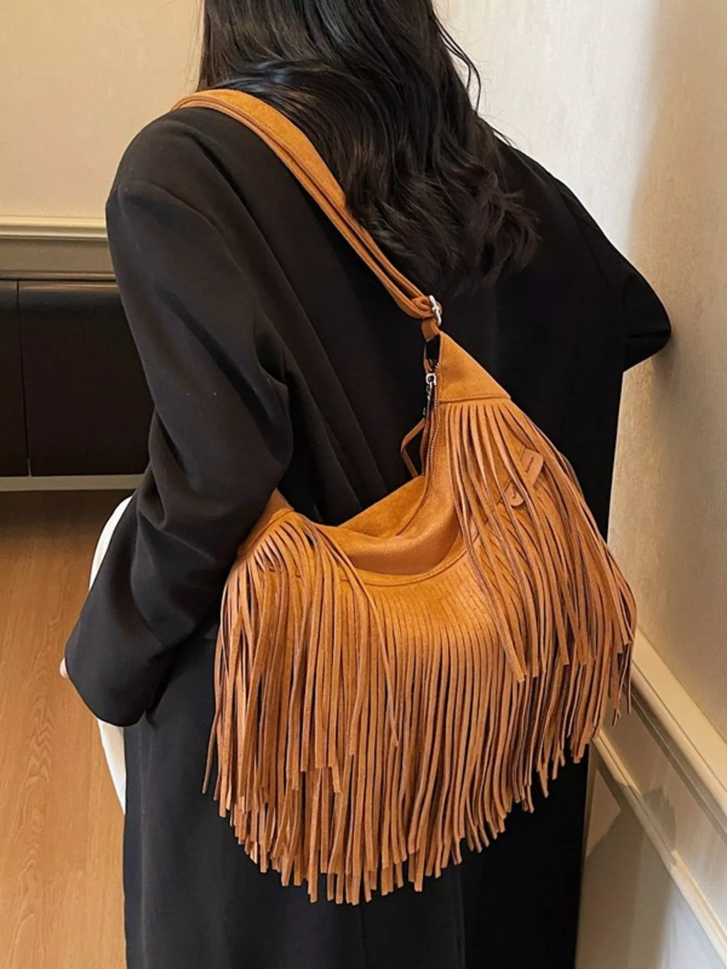 Fringe Suede Crossbody Bag