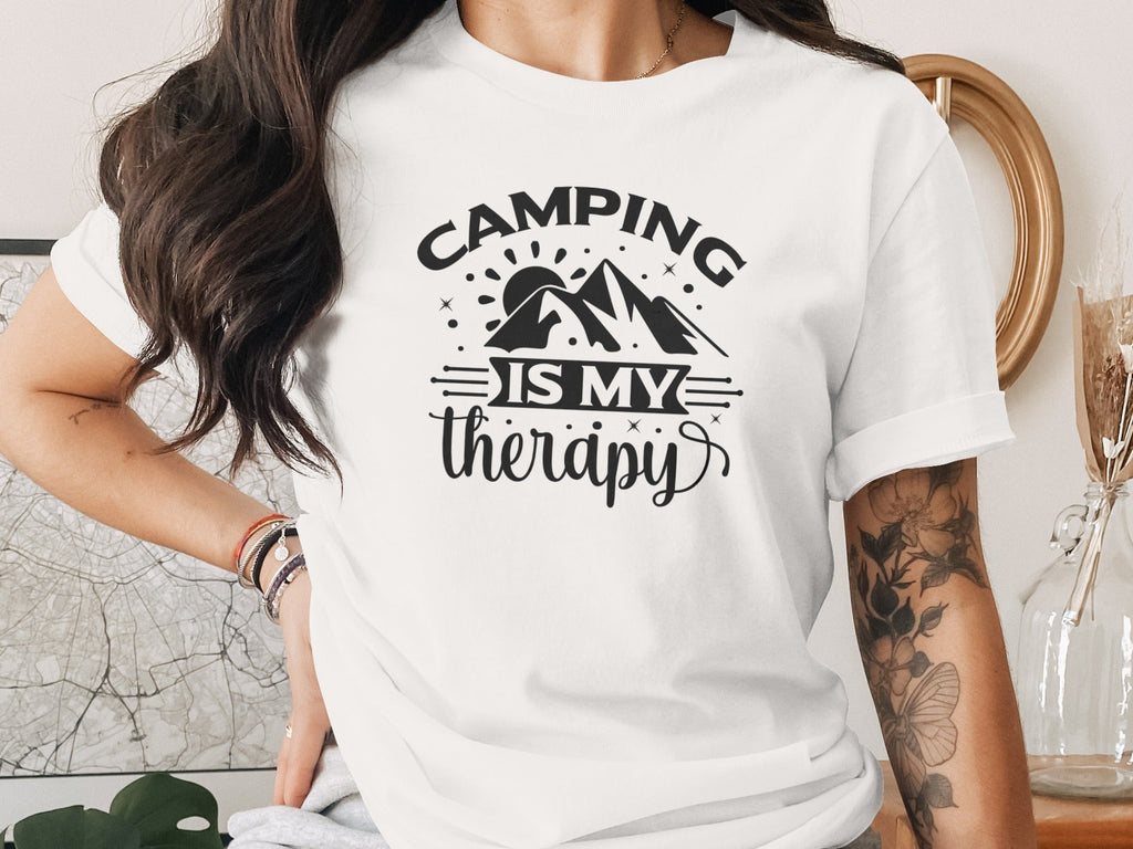 Camping Is My Therapy Outdoorsy Adventure Quote T-Shirt