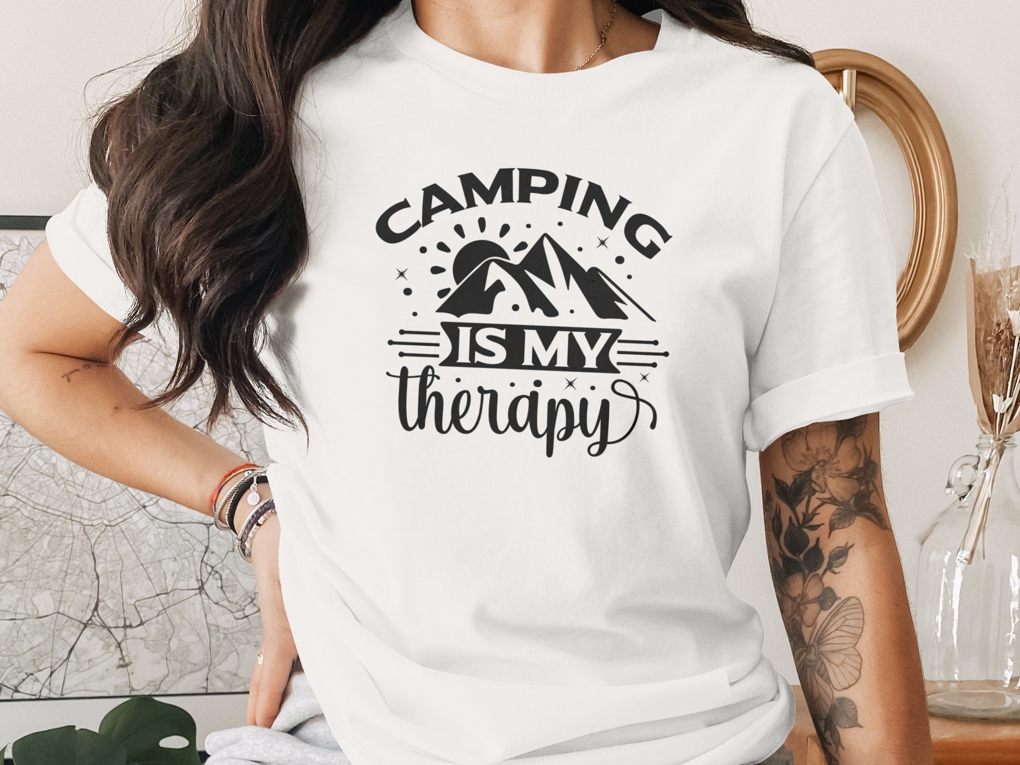 Camping Is My Therapy Outdoorsy Adventure Quote T-Shirt