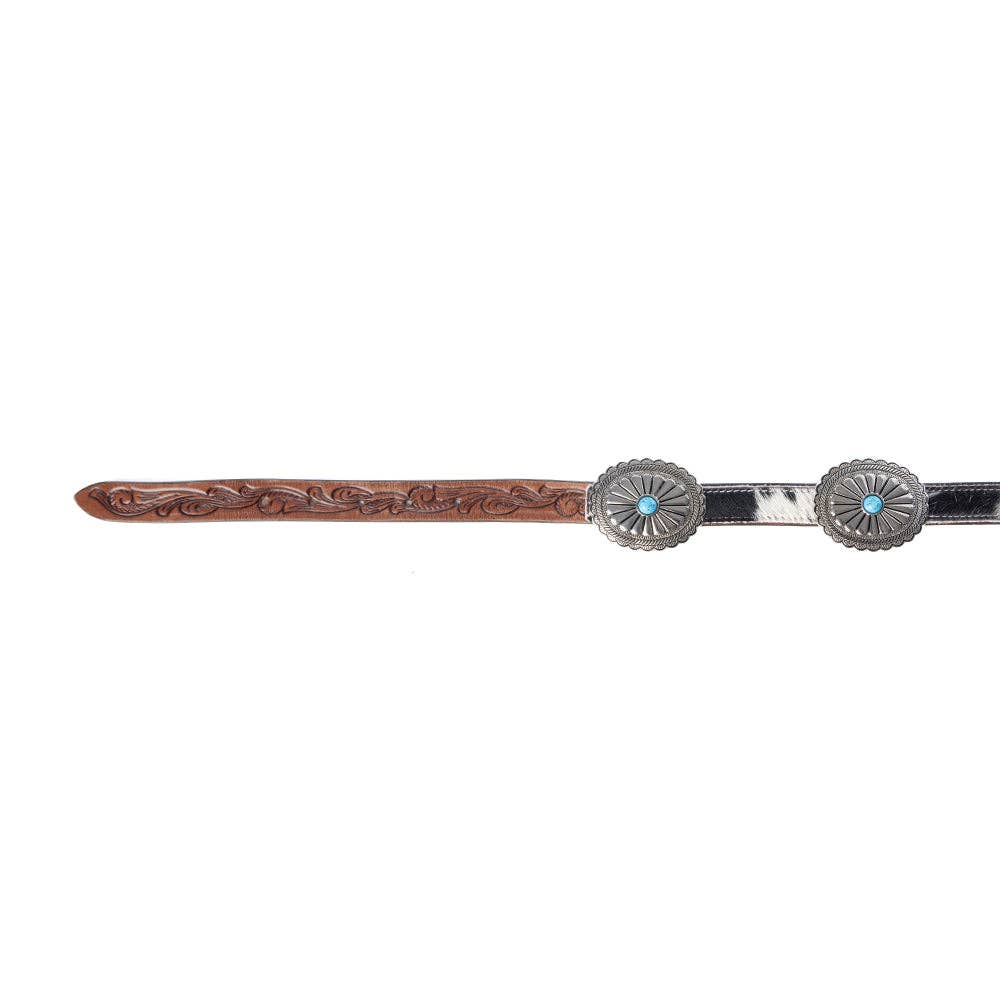 Myra Hair-on Leather Western Belt | Branding Iron Western Wear