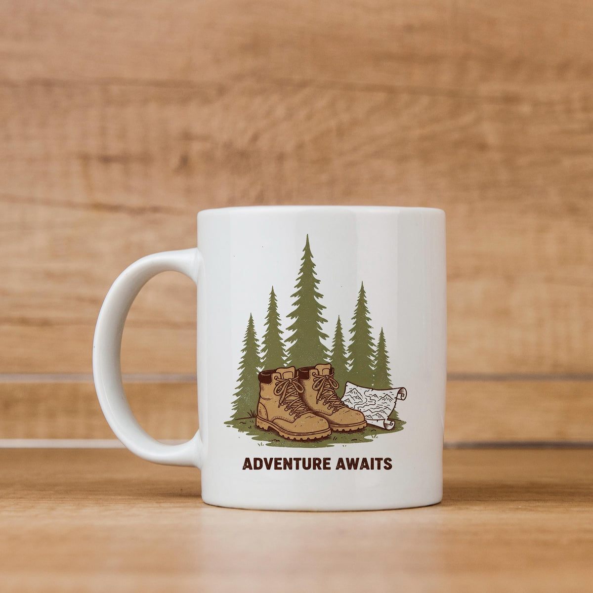 Adventure Mug – Rustic Hiking Coffee Cup | Camping Ceramic Mug, Outdoor Lover Gift